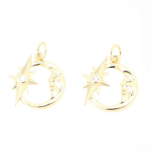 Cubic Zirconia Micro Pave Brass Pendant DIY & micro pave cubic zirconia & hollow gold Sold By PC