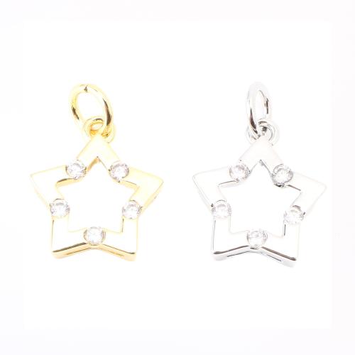 Cubic Zirconia Micro Pave Brass Pendant Star DIY & micro pave cubic zirconia & hollow Sold By PC