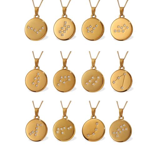 Collana in acciaio inossidabile, 304 acciaio inox, with 5cm extender chain, placcato, diversi modelli per la scelta & Micro spianare cubic zirconia & per la donna, oro, Lunghezza 42 cm, Venduto da PC