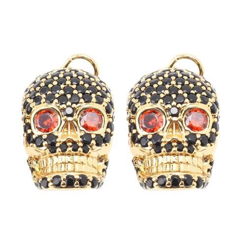 Cubic Zirconia Micro Pave Brass Pendant Skull DIY & micro pave cubic zirconia gold Sold By PC