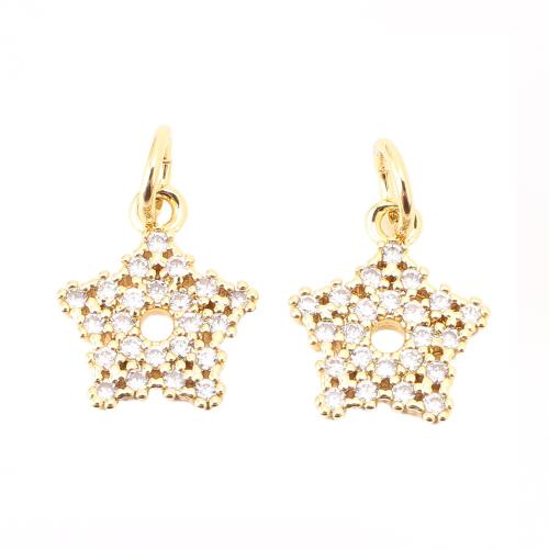 Cubic Zirconia Micro Pave Brass Pendant Star DIY & micro pave cubic zirconia & hollow gold Sold By PC