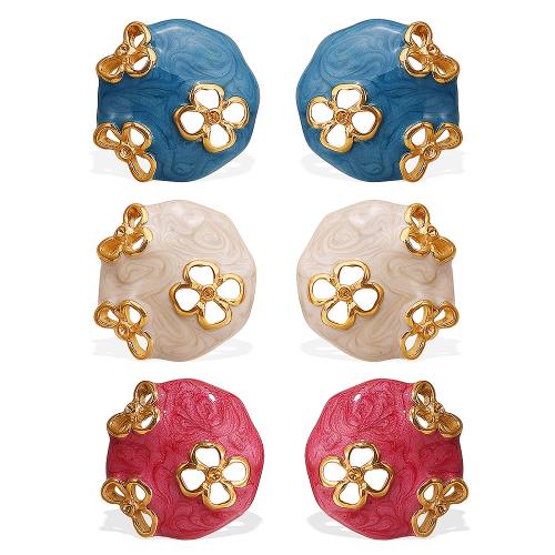 Roestvrij staal Stud Earrings, 304 roestvrij staal, gold plated, voor vrouw & glazuur & hol, meer kleuren voor de keuze, Verkocht door pair