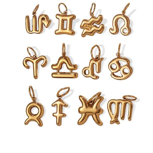 Stainless Steel Constellation Pendant 304 Stainless Steel 18K gold plated Zodiac symbols jewelry & DIY & solid Sold By PC