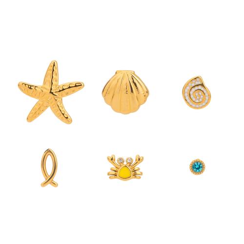 Pendientes de Acero Inoxidable, acero inoxidable 304, chapado, diferentes estilos para la opción & para mujer & con diamantes de imitación, dorado, Vendido por Set