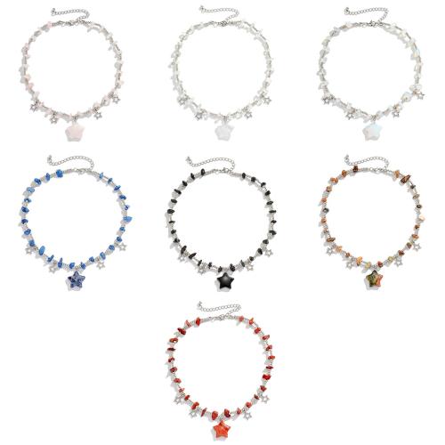 Zinc Alloy Necklace with turquoise & Glass & Copper Coated Plastic plated fashion jewelry & for woman Sold By PC