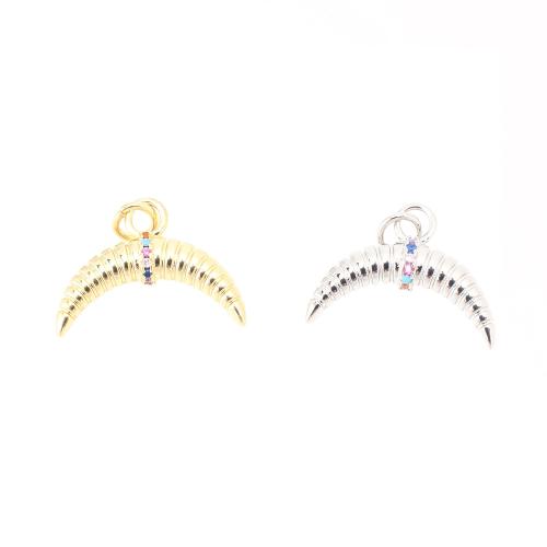 Cilindrata Zircone micro pavimenta il pendente di ottone, Corno, DIY & Micro spianare cubic zirconia, nessuno, 13.50x19x4mm, Venduto da PC