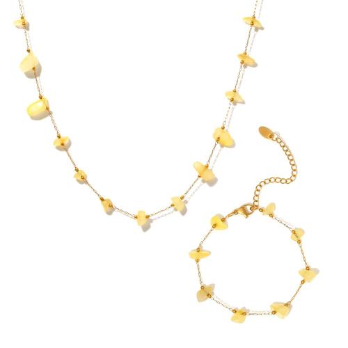 Roestvrij staal sieraden sets, 304 roestvrij staal, met Angelite, plated, mode sieraden & verschillende stijlen voor de keuze & voor vrouw, gouden, Verkocht door PC