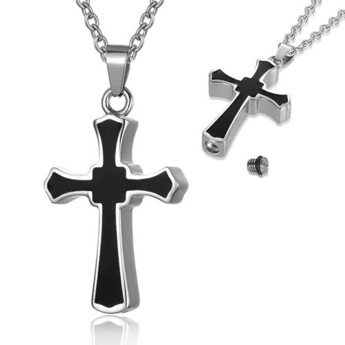 304 Stainless Steel Cinerary Casket Pendant Cross plated DIY mixed colors Sold By PC