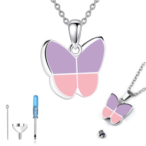 304 Stainless Steel Cinerary Casket Pendant Butterfly plated DIY & enamel mixed colors Sold By PC