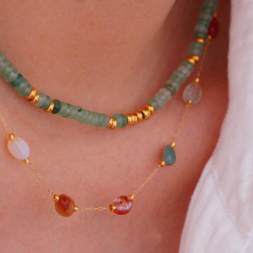 Partículas de aço Pulseira e colar, with Pedra natural, cromado de cor dourada, Vario tipos a sua escolha & para mulher, vendido por PC