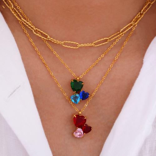 Titantium acciaio set di gioielli fashion, Cuore, placcato color oro, stili diversi per la scelta & per la donna & con zirconi cubici, Venduto da PC