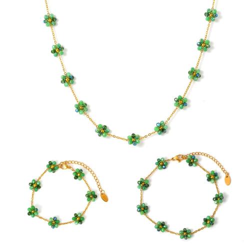 Fashion Stainless Steel Jewelry Sets 304 Stainless Steel with Crystal plated fashion jewelry & for woman Sold By PC