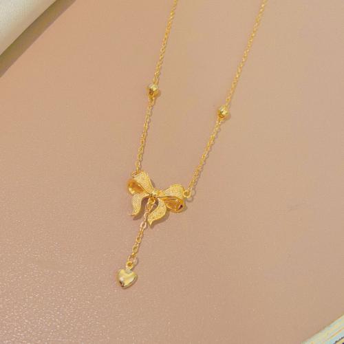 304 acciaio inox collana, with 2inch extender chain, Nodo di Cravatta, placcato color oro, gioielli di moda & per la donna, Lunghezza Appross. 15.7 pollice, Venduto da PC