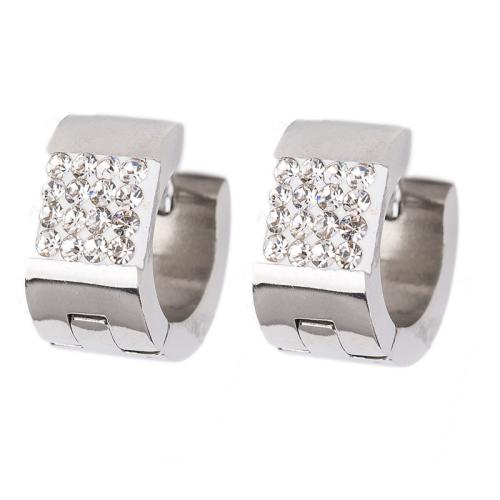 Titantium acciaio Huggie Orecchino ad anello, placcato, per la donna & con strass, nessuno, 10mm, Venduto da coppia