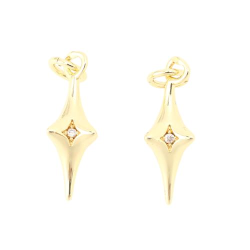 Cubique Pendentif en laiton zircon pavent, croix, DIY & pavé de micro zircon, doré, 17x8x8mm, Vendu par PC