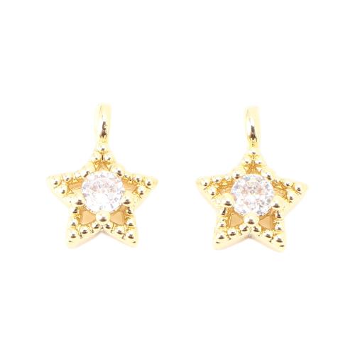 Ciúbach Zirconia siogairlín Micrimhilseogra réiteodh Prás, Star, DIY & micrea réiteach zirconia ciúbach & log, órga, 10x8x3mm, Díolta De réir PC