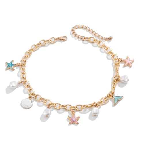 Zink Alloy Jewelry Sets, med aluminium kedja & Plast Pearl, plated, mode smycken & olika stilar för val & för kvinna, gyllene, Säljs av Ställ