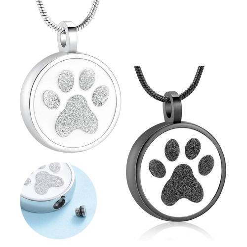 304 Stainless Steel Cinerary Casket Necklace Round plated DIY Sold By PC