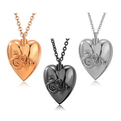 304 Stainless Steel Cinerary Casket Necklace Heart plated DIY Sold By PC