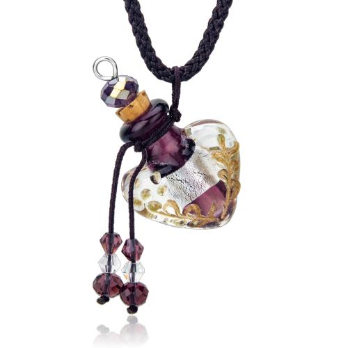 Glas Parfym Flaska Halsband, med Terylene Cord, handgjord, mode smycken & Unisex, fler färger för val, Längd Ca 48-68 cm, Säljs av PC