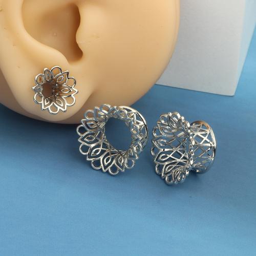 Acrylic Piercing Tunnel, ottone, Fiore, placcato color argento, unisex & formato differente per scelta & cavo, Venduto da coppia