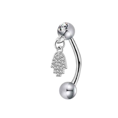 304 Cruach dhosmálta earring piercing, le Prás, plátáilte, unisex & stíleanna éagsúla do rogha & le rhinestone, airgid, 1.20x8x3mm, Díolta De réir PC