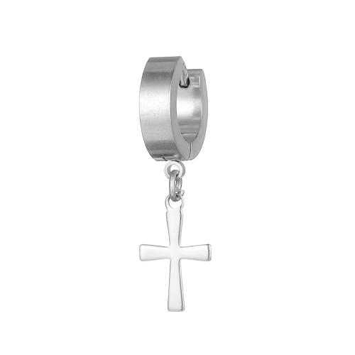 304 Stainless Steel Huggie Hoop Drop Earring Cross plated fashion jewelry & Unisex Sold By PC
