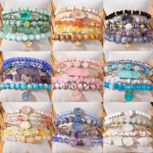 Resin Bracelets with Natural Stone fashion jewelry Sold By Set