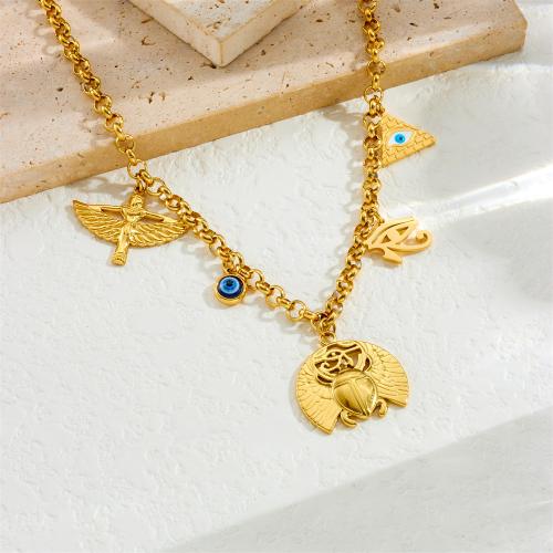Stainless Steel Jewelry Necklace 304 Stainless Steel with Shell plated fashion jewelry & for woman golden Sold By PC