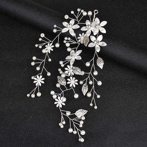 Bridal Hair Kukkia, Sinkkiseos, kanssa messinkilanka & Tekojalokivi & Muovi Pearl & Rauta, käsintehty, muoti korut & morsiamen, enemmän värejä valinta, 240x120mm, Myymät PC