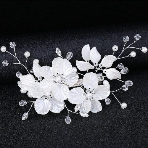 Alligator Hair Clip Zinc Alloy with brass wire & Shell & Crystal & Plastic Pearl handmade fashion jewelry & for bridal Sold By PC