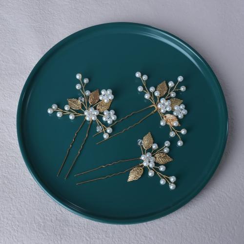 Morsiamen hiukset Pins, Rauta, kanssa messinkilanka & Kristalli, käsintehty, kolme kappaletta & muoti korut, enemmän värejä valinta, Myymät set