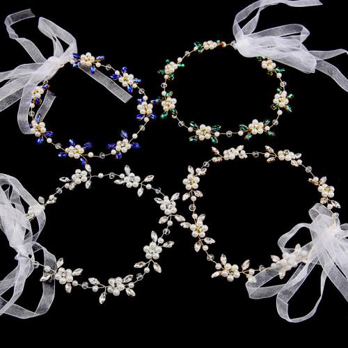 Bridal Hair Wreath Plastic Pearl with brass wire & Crystal handmade fashion jewelry & for bridal & with rhinestone Sold By PC