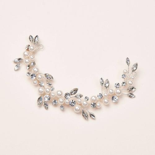 Bridal Hair Wreath Plastic Pearl with brass wire & Rhinestone handmade fashion jewelry & for bridal Length Approx 18 cm Sold By PC