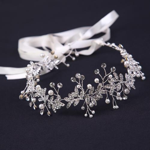 Bridal Hair Wreath Zinc Alloy with brass wire & Plastic Pearl handmade fashion jewelry & for bridal & with rhinestone Sold By PC