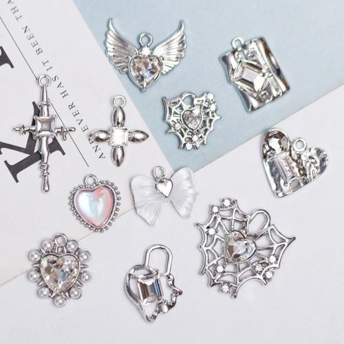 Cynk stopu Rhinestone wisiorki, Stop cynku, Powlekane, DIY & z kamieniem, 10komputery/torba, sprzedane przez torba