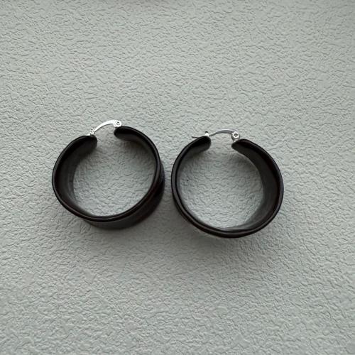 Blås Leverback örhänge, Mässing, plated, mode smycken & för kvinna & emalj, kaffe färg, 46x32mm, Säljs av Par