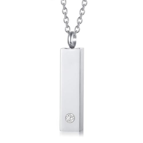 304 Stainless Steel Cinerary Casket Necklace Rectangle plated DIY & with rhinestone Sold By PC