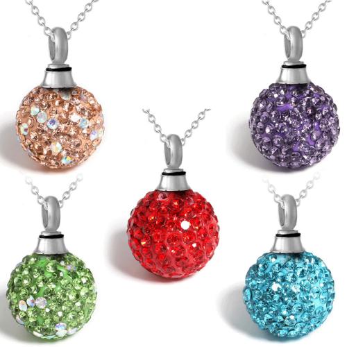 Crystal Cinerary Casket Pendant Round plated DIY & with rhinestone Sold By PC