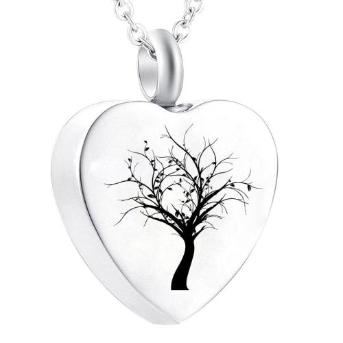 304 Stainless Steel Cinerary Casket Necklace Heart plated fashion jewelry silver color Sold By PC