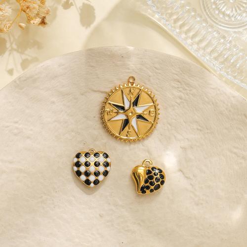304 Stainless Steel Pendant gold color plated DIY & enamel nickel lead & cadmium free Sold By Bag