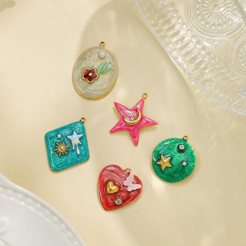 304 roestvrij staal Hanger, met Plastic Pearl, gold plated, DIY & glazuur & met strass, meer kleuren voor de keuze, nikkel, lood en cadmium vrij, 10pC's/Bag, Verkocht door Bag