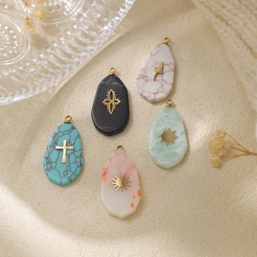 304 Cruach dhosmálta Siogairlín, le Gemstone, Cross, dath an óir plated, DIY, dathanna níos mó le haghaidh rogha, nicil, luaidhe & caidmiam saor in aisce, 10ríomhairí pearsanta/Mála, Díolta De réir Mála