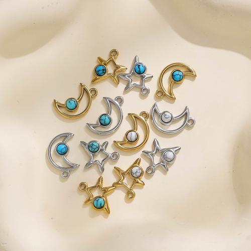 304 Cruach dhosmálta Siogairlín, le Gemstone, Moon agus Star, dath an óir plated, DIY, dathanna níos mó le haghaidh rogha, nicil, luaidhe & caidmiam saor in aisce, 10ríomhairí pearsanta/Mála, Díolta De réir Mála