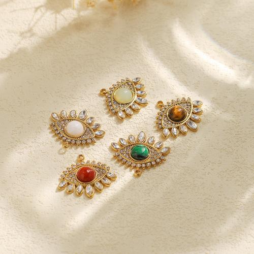 Stainless Steel Pendants 304 Stainless Steel with Gemstone gold color plated DIY & micro pave cubic zirconia & with rhinestone nickel lead & cadmium free Sold By PC