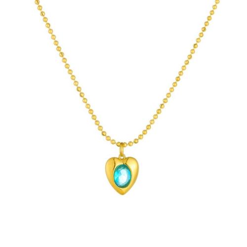 Stainless Steel Jewelry Necklace 304 Stainless Steel with Glass Rhinestone gold color plated fashion jewelry & for woman Sold By PC
