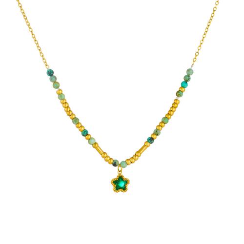 Stainless Steel Jewelry Necklace 304 Stainless Steel with Resin gold color plated fashion jewelry & for woman & with rhinestone Sold By PC