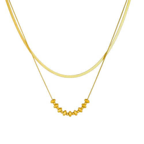Stainless Steel Jewelry Necklace 304 Stainless Steel 18K gold plated Double Layer & fashion jewelry & for woman Sold By PC