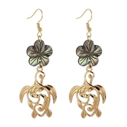 Black Shell Drop Earring, med Zinc Alloy, forgyldt, forskellige stilarter for valg & for kvinde & hule, Solgt af par