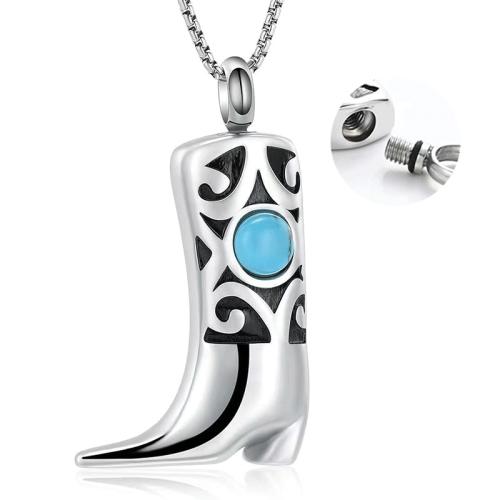 304 Stainless Steel Cinerary Casket Pendant with Gemstone Shoes silver color plated DIY & enamel mixed colors Sold By PC